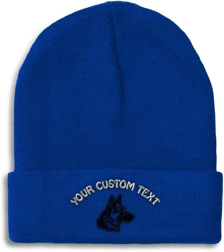 Vista 22 de Gorros personalizados para hombre, sombreros de invierno bordados de cabeza de pastor alemán negro para mujer, gorra de cráneo de acrílico, 1
