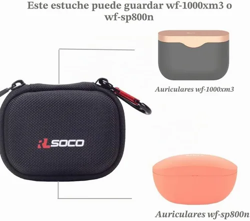 Vista 5 de RLSOCO Funda de transporte para Sony WF-1000XM3/para Sony WF-SP800N Auriculares intrauditivos con cancelación de ruido Bluetooth verdaderamente