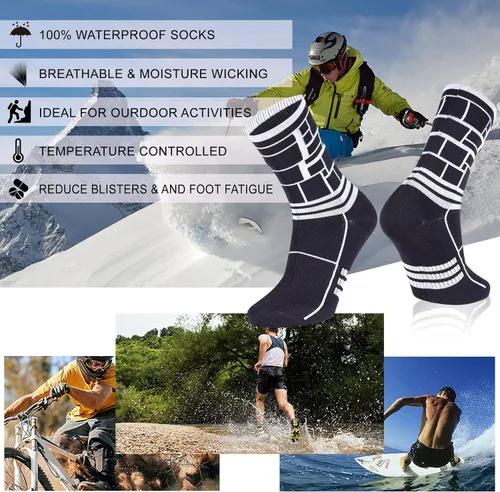 Vista 5 de RANDY SUN - Calcetines 100% impermeables, unisex, para practicar senderismo, caminar, correr, esquiar, etc