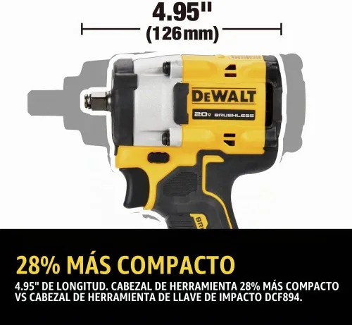 Vista 8 de DEWALT DCF923P2 ATOMIC 20V MAX* 3/8 pulgadas Llave de impacto inalámbrica con kit de yunque de anillo de cerdo