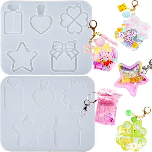 Vista 26 de Conjunto de moldes agitadores de resina, dijes kawaii, paquete de 41 bandejas de silicona, kit de botella aplicadora con punta de precisión, paquete