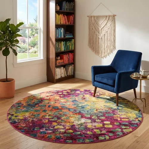 Vista 28 de Unique Loom Jardin Collection - Alfombra moderna, vibrante, abstracta y colorida (rectangular de 2 x 3 pies, multi/azul)