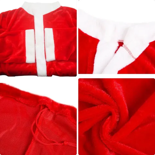 Vista 5 de Disfraz de Papá Noel para hombres adultos, disfraz de franela de lujo para fiesta de Navidad, cosplay, 5