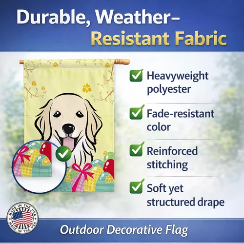 Vista 652 de Caroline's Treasures BB1923GF Bandera decorativa para jardín con diseño de Border Collie, para caza de huevos de Pascua, para jardín, jardín, patio