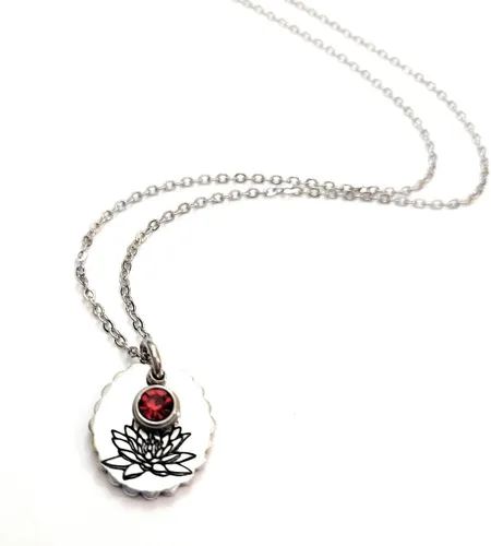 Vista 34 de Birth Month Flower and Birthstone Necklace