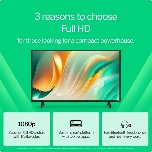 Vista 3 de VIZIO Smart TV Full HD 1080p de 40 pulgadas con DTS Virtual: X, compatibilidad con Alexa, Chromecast integrado, compatible con auriculares Bluetooth