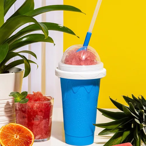 Vista 6 de REGNBUE Slushy Maker - Vaso mágico para hacer jugo, leche, yogur, helado, taza refrescante con tapa y popote para niños, amigos, familia