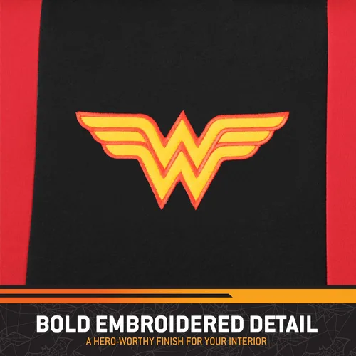 Vista 9 de BDK Wonder Woman - Juego completo de 9 piezas para asientos de automóvil, protectores de asiento de poliéster, color negro y rojo