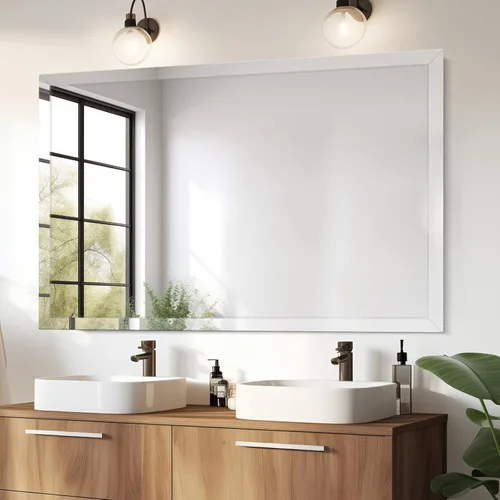 Vista 10 de Espejo rectangular sin marco de 22 x 30 pulgadas, espejo de baño biselado