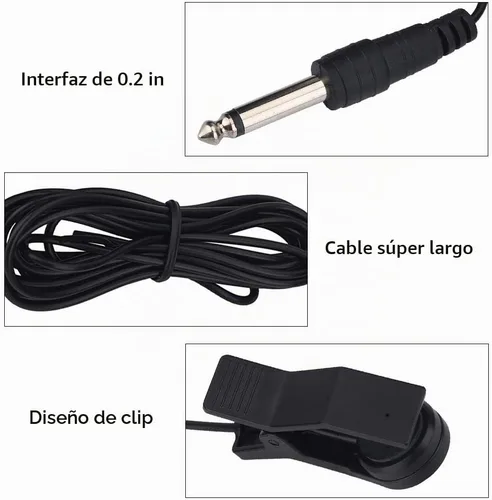 Vista 4 de Pastilla con clip, micrófono portátil de recogida vocal, transductor de audio para sintonizador de instrumentos musicales