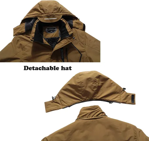 Vista 4 de Chaqueta de esquí impermeable con capucha para hombre, abrigo cálido de nieve para el invierno
