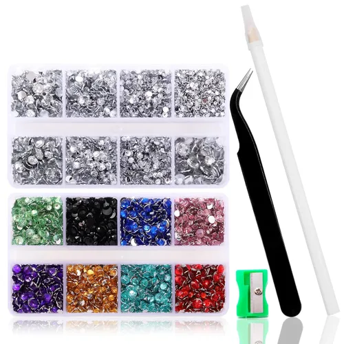 Vista 19 de 10400 diamantes de imitación beige, cristales de resina de gelatina para uñas, cristales de bricolaje con parte trasera plana no termoadhesivos