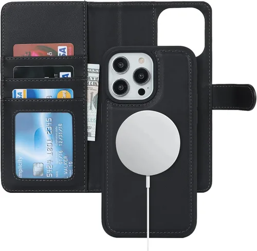 Vista 40 de Havaya Magsafe - Funda para iPhone 11 Pro Max, compatible con 2 en 1, desmontable con tarjetero de piel sintética, ranuras para tarjetas de crédito