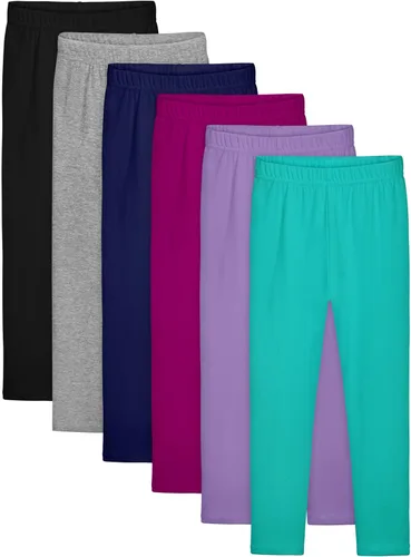 Vista 8 de Resinta Paquete de 6 Leggings de Algodón para Niñas Pantalones Ajustados Elásticos de Ponerse Fácil con Cintura Elástica Extensibles de Longitud