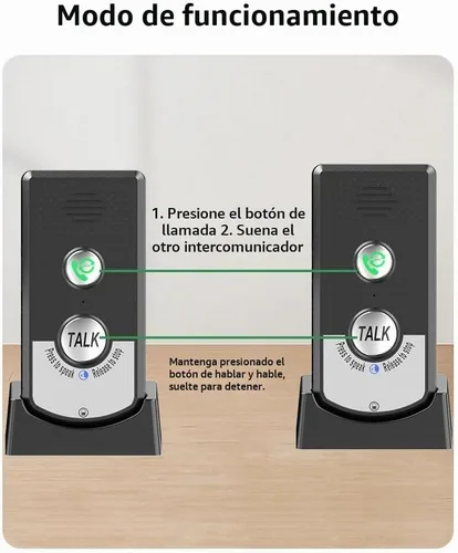 Vista 5 de Paquete de 2 intercomunicadores inalámbricos para voz en el hogar, llamadas bidireccionales para el hogar, ultra larga distancia, portátil