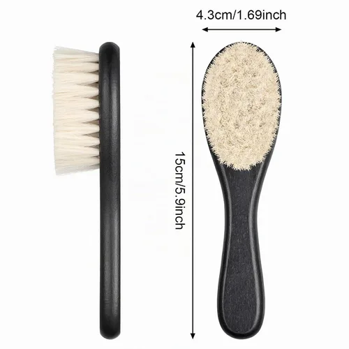 Vista 3 de Shappy 2 piezas de cepillo de peluquero para hombre, cepillo de barba para el cuello, herramienta de aseo suave con mango de madera para kits