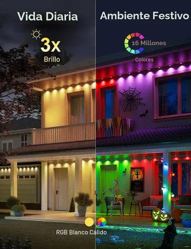 Vista 6 de Luces permanentes para exteriores de 200 pies para casa, luces LED RGB inteligentes 2025 con control remoto de aplicación, IP67 impermeable, aleros