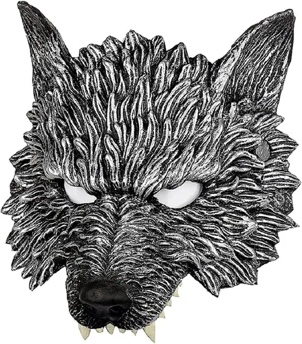 Vista 2 de KIHOARL Máscara de lobo - Máscara de media cara de hombre lobo para disfraz de cosplay