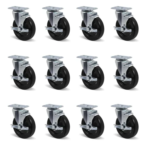 Vista 23 de Juego de 4 ruedas giratorias de 3 pulgadas, ruedas giratorias resistentes, ruedas de goma dura para muebles de camión de plataforma, carrito móvil