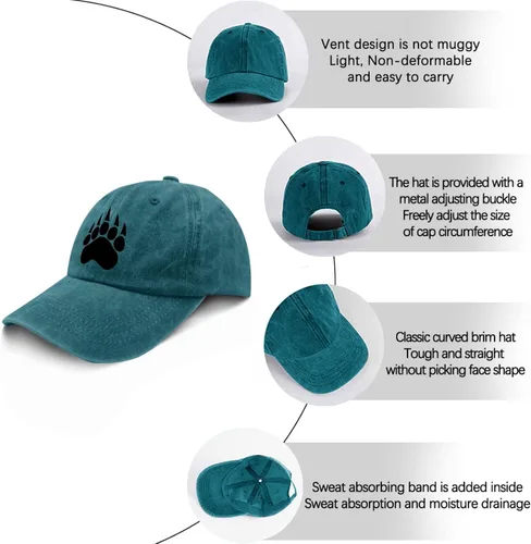 Vista 6 de Hats The Bear's Tracks Dad Hats, Vintage Baseball Caps for Women