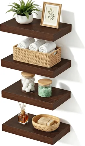 Vista 12 de Estantes flotantes de baño para pared, estantes de baño sobre el inodoro, estantes de pared y estante para libros, estante colgante, estantes