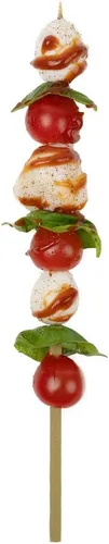 Vista 15 de Púas de cóctel de 3.5 pulgadas, 100 pinchos desechables para aperitivos, parte superior cilíndrica, palillos de dientes decorativos de bambú