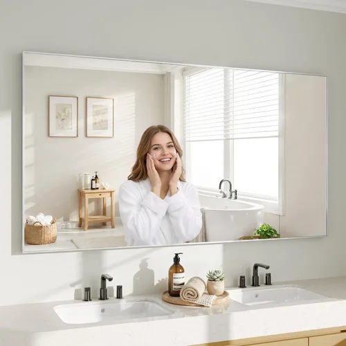 Vista 33 de Koonmi Espejo de pared rectangular negro, espejo de baño de 20 x 30 pulgadas, espejo de tocador con marco de aluminio para entrada, sala de estar