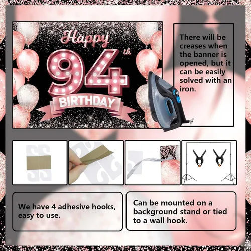 Vista 72 de Cartel de feliz cumpleaños décimo oro rosa, telón de fondo, saludos a 10 años, globos de confeti, decoración temática para niñas de 10 años