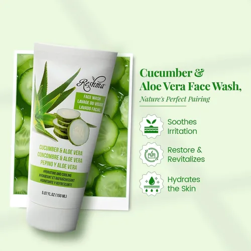 Vista 6 de Reshma Beauty Jabón facial de pepino y aloe vera, limpiador para todo tipo de piel y piel opaca, limpiador suave para nutrir e hidratar la piel