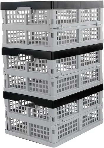 Vista 8 de Jekiyo Cajas plegables de almacenamiento de 16 litros, contenedor plegable de plástico, juego de 3