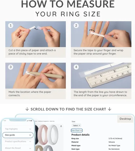 Vista 6 de ThunderFit - Anillos de compromiso de silicona para mujer, 5.5 cm de ancho, 2 mm de grosor, bandas de goma de boda, paquete múltiple de variedad 1-12