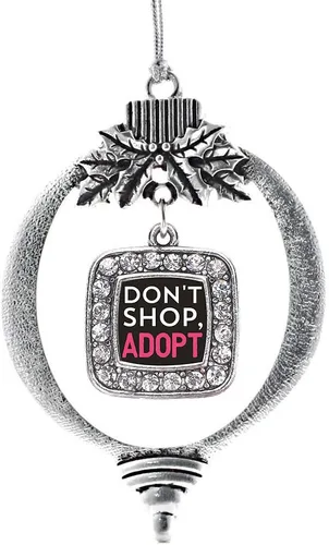 Vista 133 de Inspired Silver - Adorno con dije de reina de rodillo - Adornos navideños cuadrados de plata con joyas de circonita cúbica