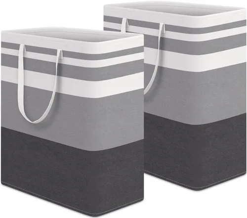 Vista 26 de HomeHacks - Paquete de 2 cestas grandes para ropa sucia, bolsas para ropa sucia (azul 75 pulgadas de largo x 2)