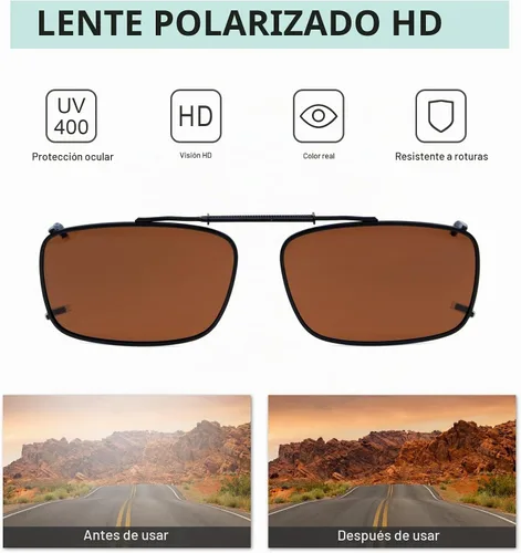 Vista 5 de Eyekepper Gafas de sol con clip para hombre, 2.205 x 1.339 in Marrón
