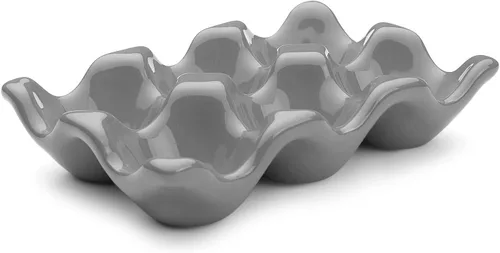 Vista 19 de Flexzion Bandeja de Cerámica para 12 Huevos - Portahuevos de Porcelana para Docena Completa Contenedor Organizador de Almacenamiento Soporte