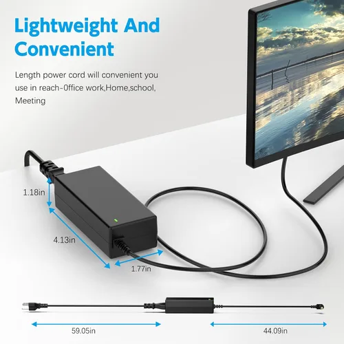 Vista 7 de Cable de alimentación de 19 V 65 W para monitor Asus VS248H-P VG248QE VX238H MX279H ROG PG278Q - Reemplazo del cargador adaptador de CA LJO-EEIH