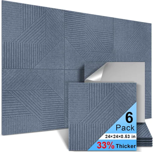 Vista 8 de Paquete de 4 paneles acústicos artísticos autoadhesivos para pared, 16 x 16 x 0.5 pulgadas, paneles acústicos decorativos para pared, paneles