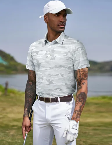 Vista 157 de TAPULCO Camisetas tipo polo de secado rápido para hombre, diseño de camuflaje, atléticas, ligeras, transpirables, casuales, para golf