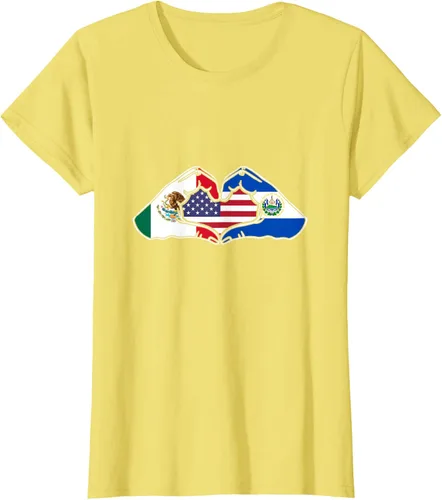 Vista 41 de Corazón manos México, El Salvador y Estados Unidos. Camiseta, Negro