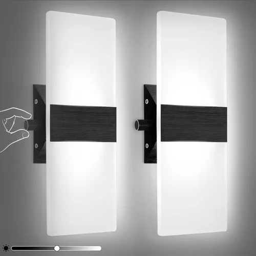 Vista 14 de Lightess Aplique de pared moderno regulable. Lámpara de pared de 12 W en negro, lámpara de pared interior de acrílico para dormitorio, sala