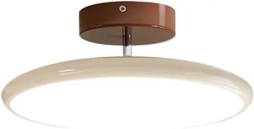 Vista 8 de Round Semi Flush Mount Ceiling Light Retro Adjustable Three Color Temperature Eye Protection Indoor Lamp for Bedroom Office Kitchen Living Yellow