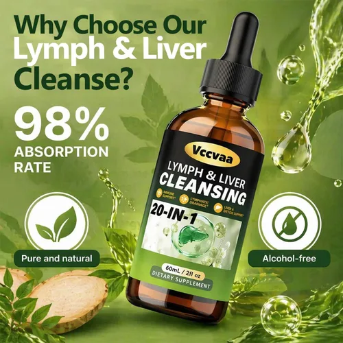 Vista 4 de Lymph & Liver Cleanse Liquid Drops, 20-in-1 Lymphatic Drainage Drops, Natural Herbal Complex with Milk Thistle, Echinacea, Fucoxanthin - Gentle