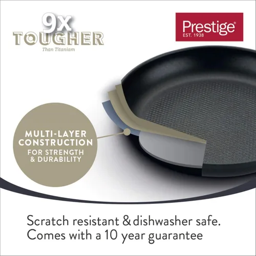 Vista 4 de PRESTIGE 9 sartenes antiadherentes más resistentes de 8.3 in, adecuadas como sartén de inducción con hoyuelos superiores antiadherentes, asas