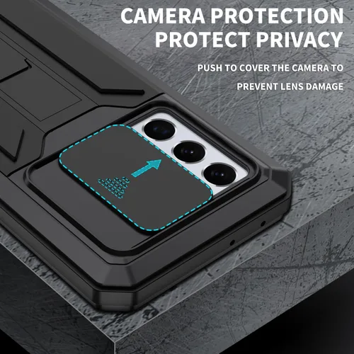 Vista 3 de Funda rígida de metal compatible con Samsung Galaxy S21 Ultra con protector de pantalla y protector de lente, resistente a prueba de polvo de grado