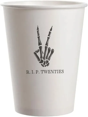 Vista 9 de SharkBliss RIP Forties - Vasos de papel desechables para fiesta de 50 cumpleaños, paquete de 20 vasos de papel desechables de 9 onzas RIP 40