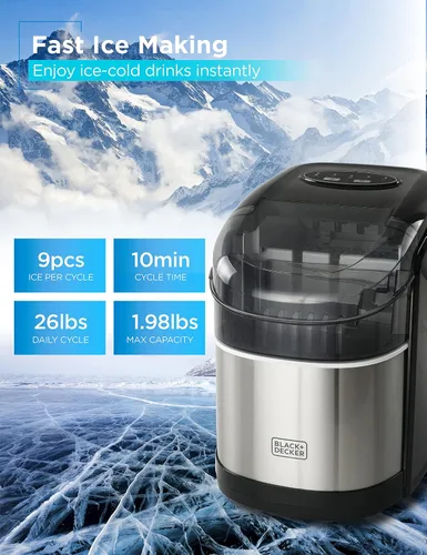 Vista 5 de BLACK+DECKER Máquina de hielo de capacidad de 26 lb