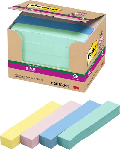 Vista 10 de Post-it 560SS-K - Notas adhesivas, adhesivo fuerte, color pastel, 3.0 x 0.6 pulgadas (2.953 x 0.551 in), 90 hojas x 4 paquetes