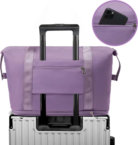 Vista 5 de ZGWJ Bolsas de viaje expandibles, bolsa de fin de semana para mujer, plegable, para llevar