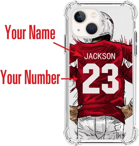 Vista 2 de Funda protectora personalizada con nombre y números para iPhone 15, 14, 13, 12, 11 Xs Max XR 8 7 6 Plus 11 Pro Mini, delgada, a prueba de golpes