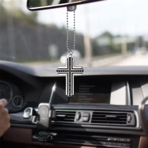 Vista 5 de Colgante de espejo retrovisor para automóvil, adorno colgante de cruz de águila americana, colgante de espejo para coche, anclaje para colgar